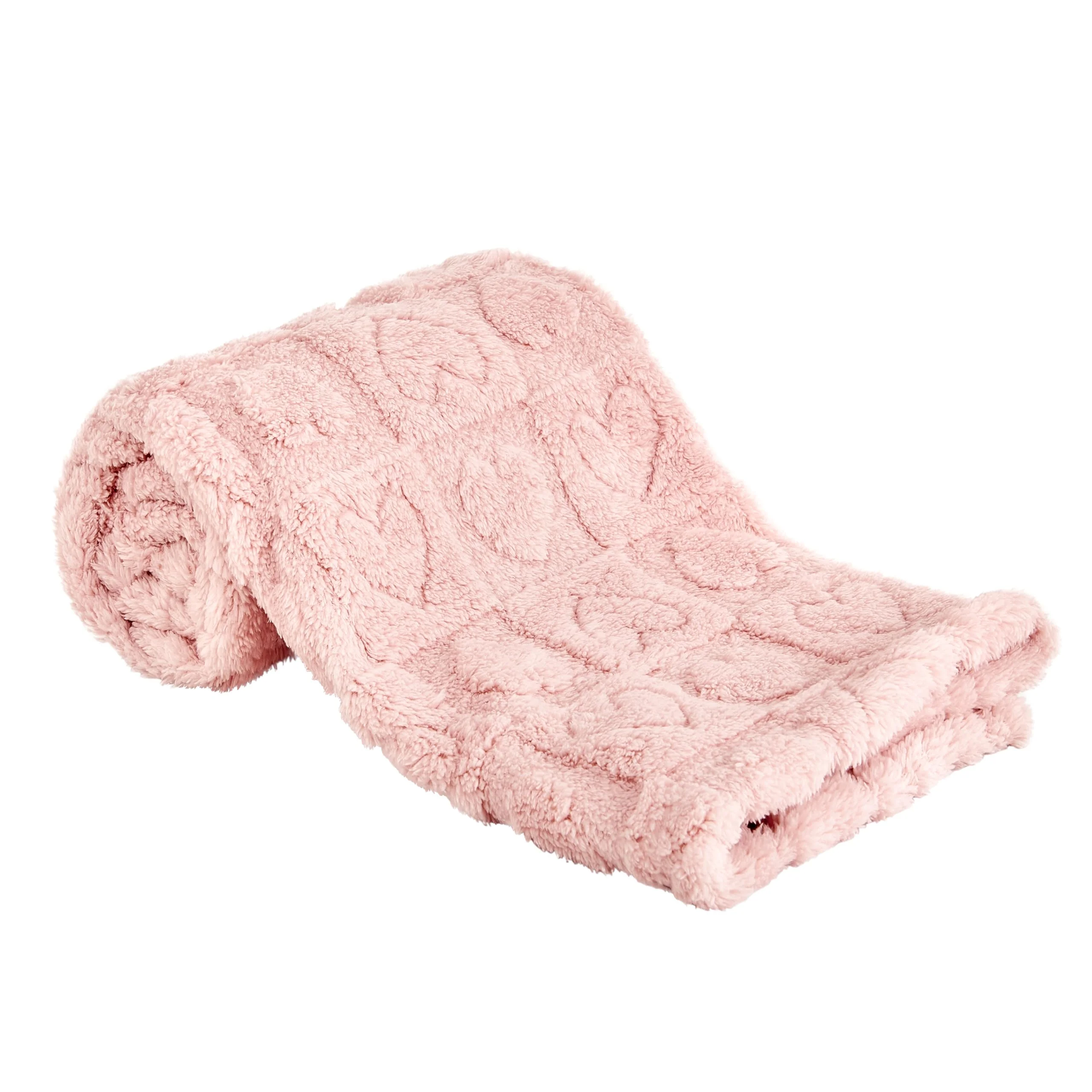 Car-Seat-Safe Warm Baby Blanket Folded pink fleece baby blanket with heart check pattern