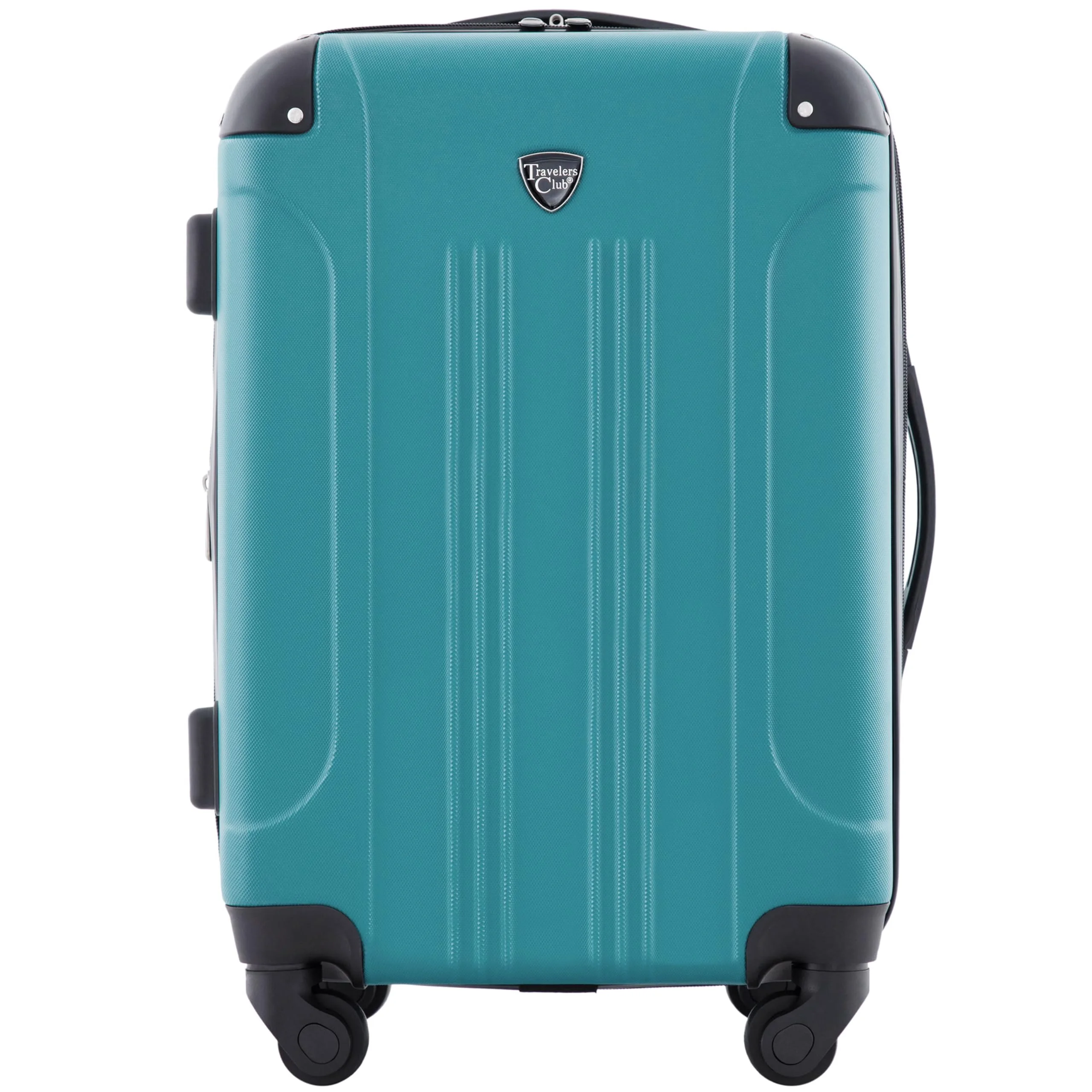 Carry-On Rolling Suitcase Teal hard-shell carry-on rolling suitcase with spinner wheels