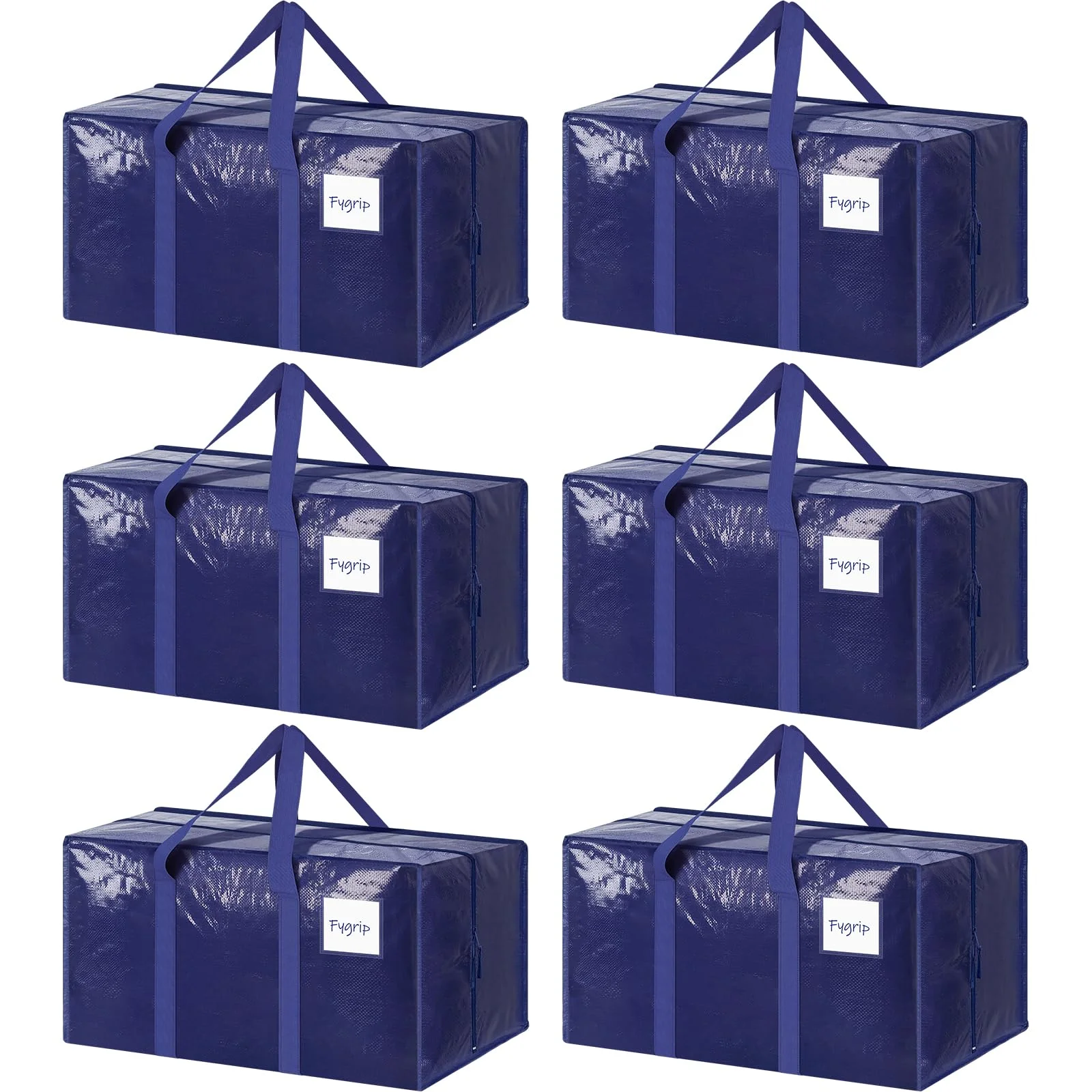 Large Tote Bag Six navy zippered tote bags with reinforced carrying handles