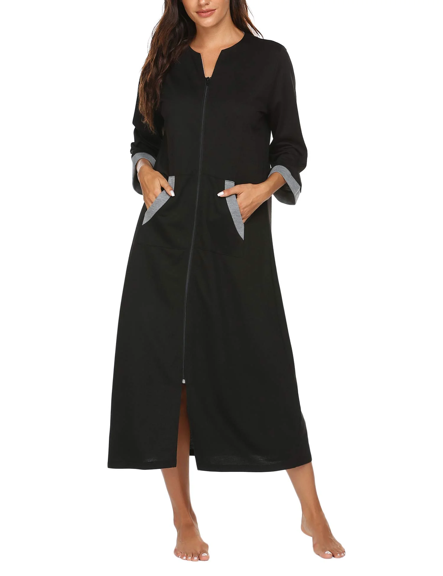 Loose Going-Home Outfit for Mom Loose black zip-front going-home outfit with pockets